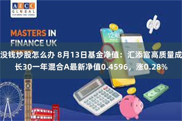 没钱炒股怎么办 8月13日基金净值：汇添富高质量成长30一年混合A最新净值0.4596，涨0.28%